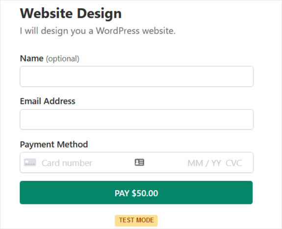 stripe payment form example wp simple pay