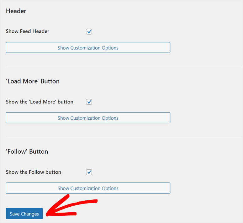 show header load more follow button