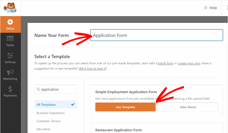 choose wordpress form template