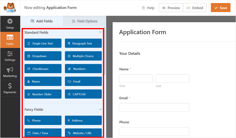 drag and drop form builder wpforms