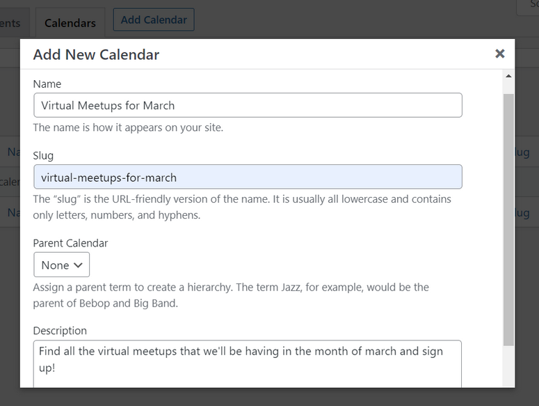 create calendar