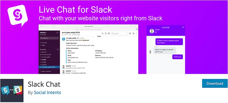 Slack Chat por Social Intents - IsItWP - Detector de temas gratuito de WordPress Slack Chat por intenciones sociales