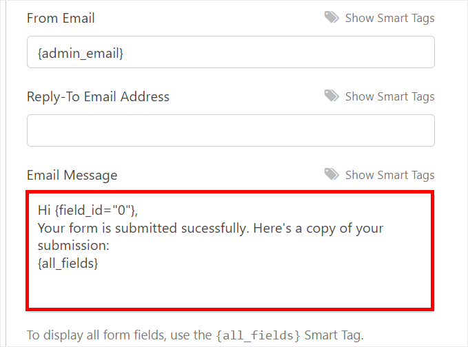 user notification message add a contact form to your wordpress website