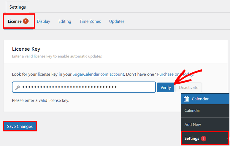 verify license sugar calendar