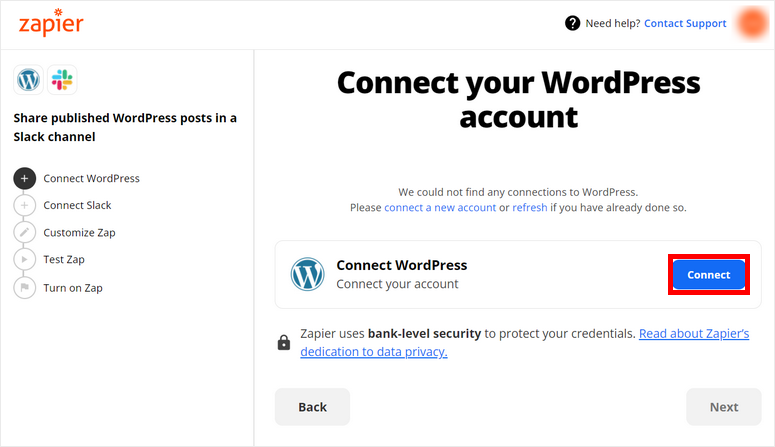 wordpress site connect