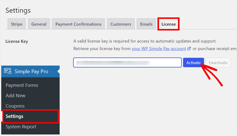 wp simple pay license