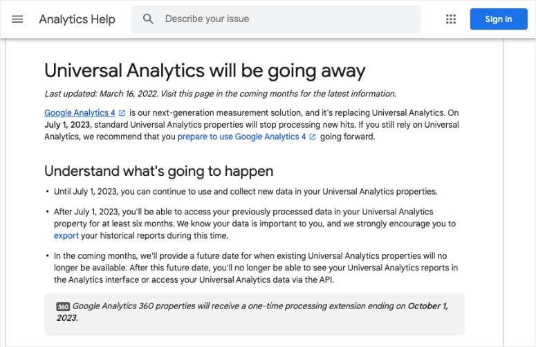 universal analytics retiring