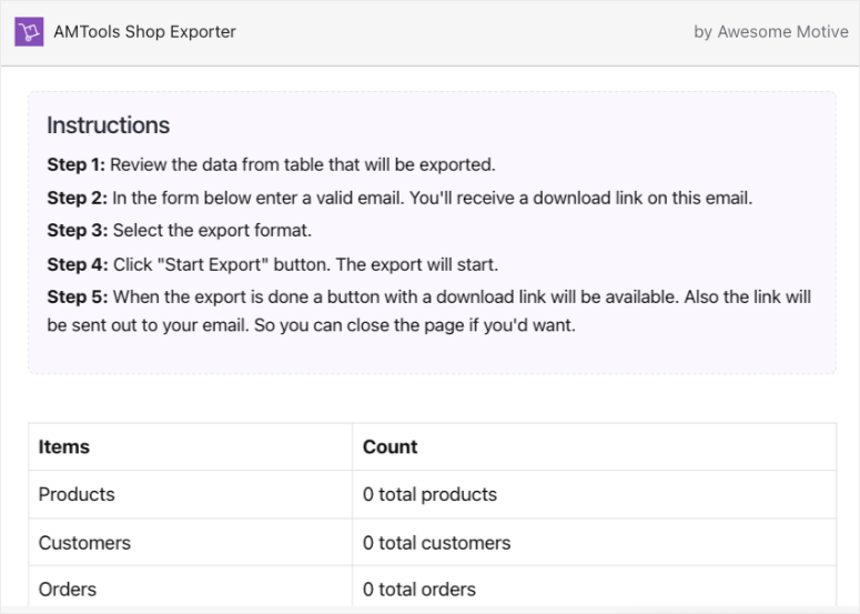 am tools shop exporter instructions