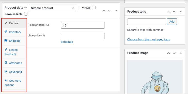 données produit dans woocommerce