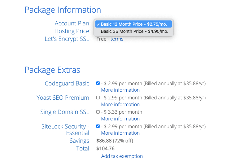 bluehost no monthly pricing