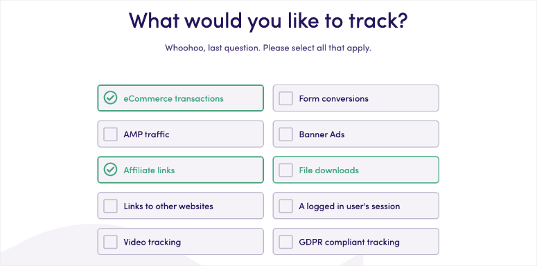 what would you like to track in em