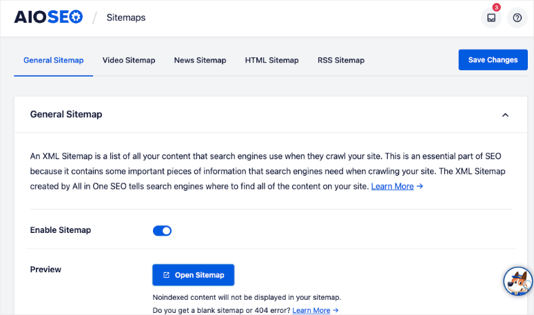 aioseo sitemap