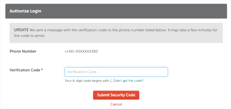 two factor auth login
