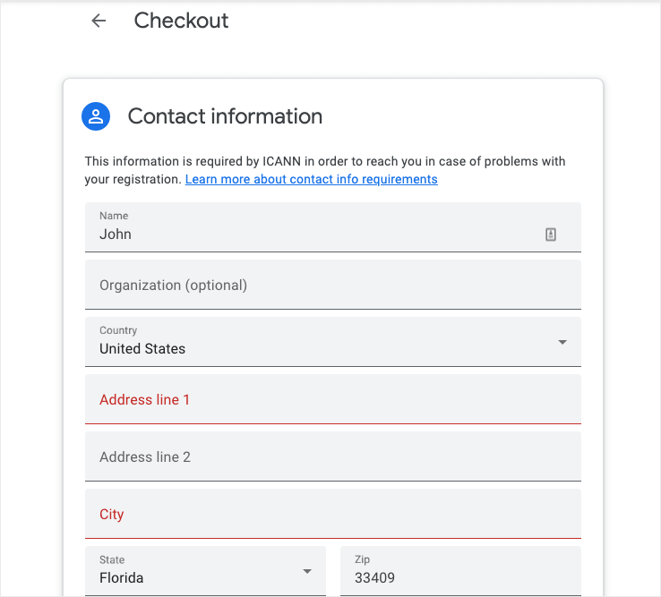 add contact information in google