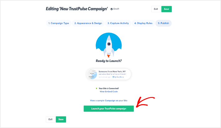 launch your trustpulse campaign social proof