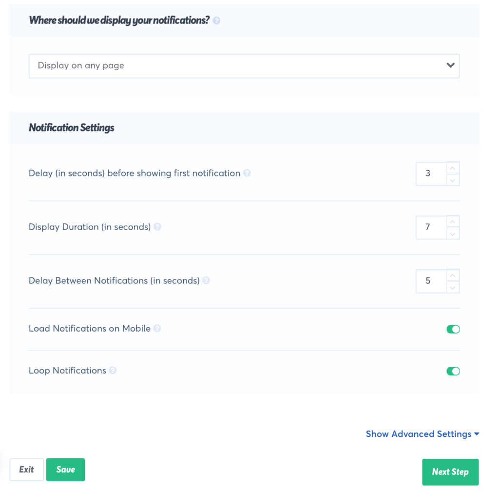 trustpulse display rules social proof