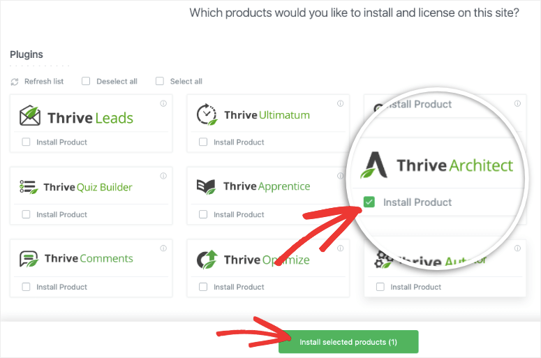 choose and install thrive architect