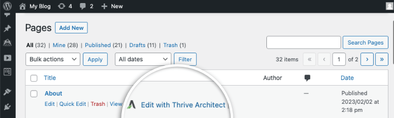 Edit any page with Thrive Architect