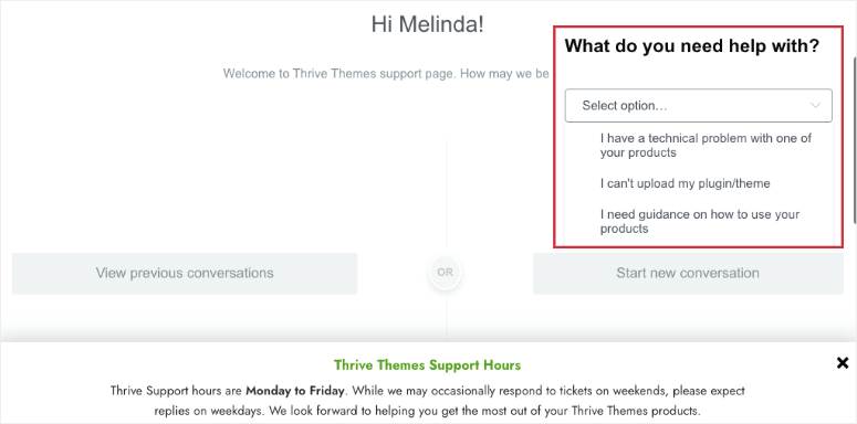 Thrive support options