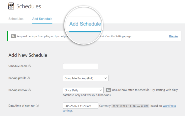 backupbuddy ad schedules