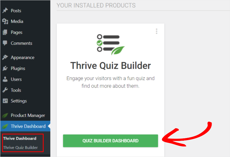 go to thrive quiz builder dashboard