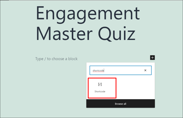 thrive quiz insert shotcode to page