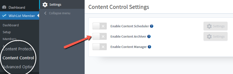 wishlist content control content archiver