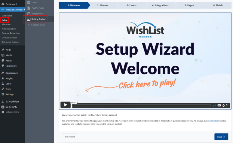 wishlist setup wizard begin