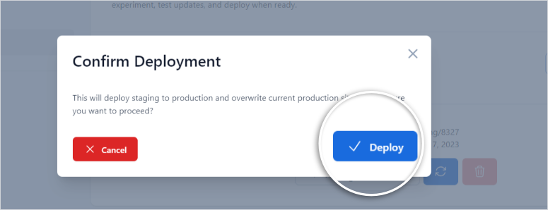 bluehost live staging confirm deployment