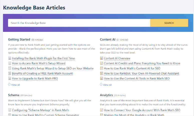 rank math knowledge base