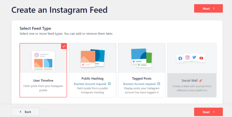 smash balloon instagram feed select feed type