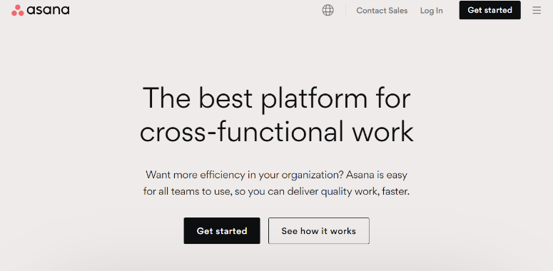 asana homepage