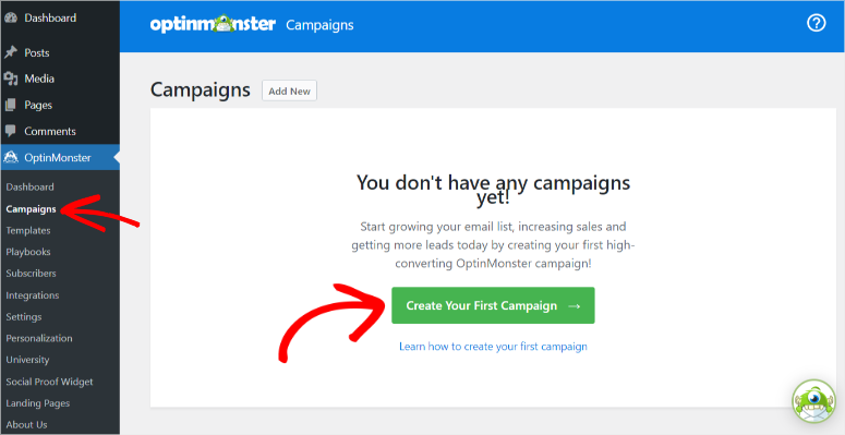 optinmonster create first campaign