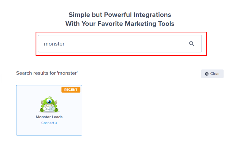 optinmonster monsterlead integration