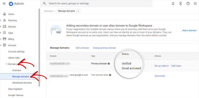 google console check workspace verification