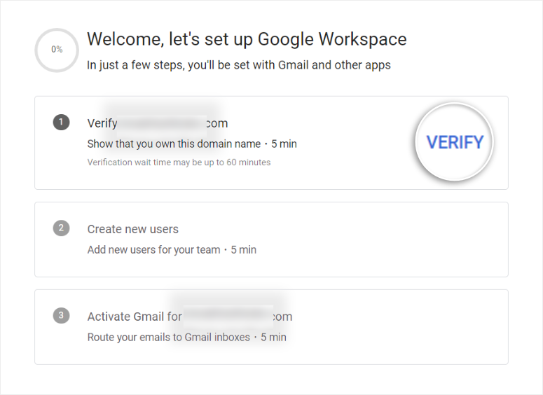 google workspace verify process start