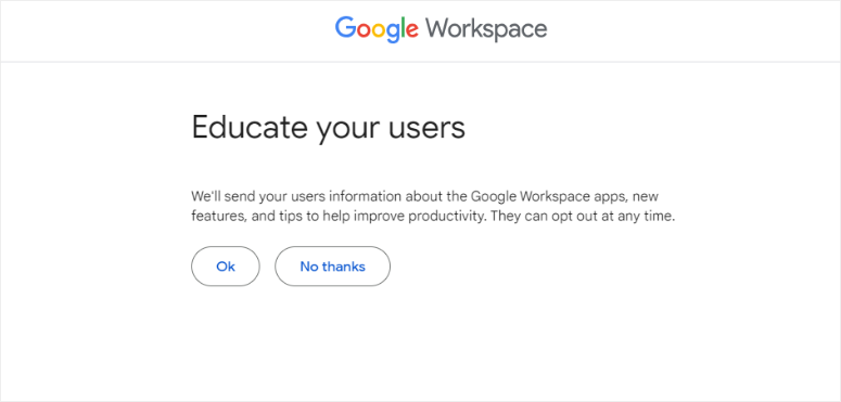 workspace educate users window