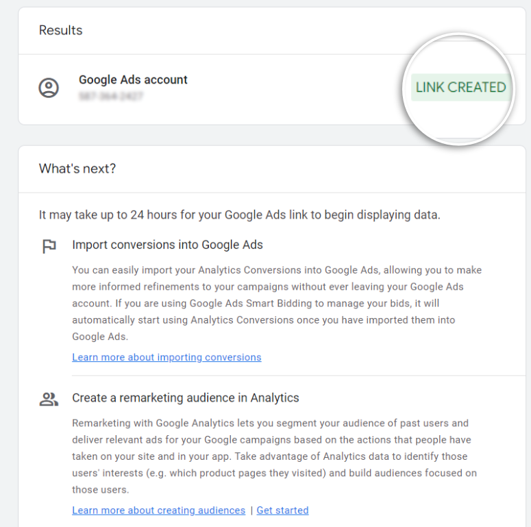 linked google analytics google ads