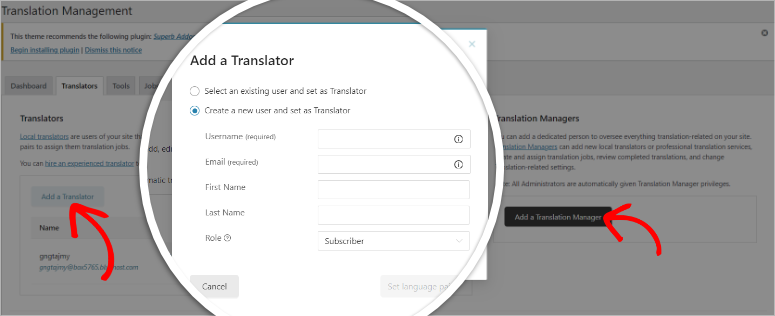 wpml add translator