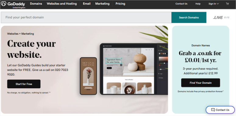 godaddy-airo-ai-builder-homepage