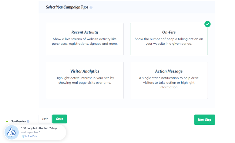 trustpulse campaign types