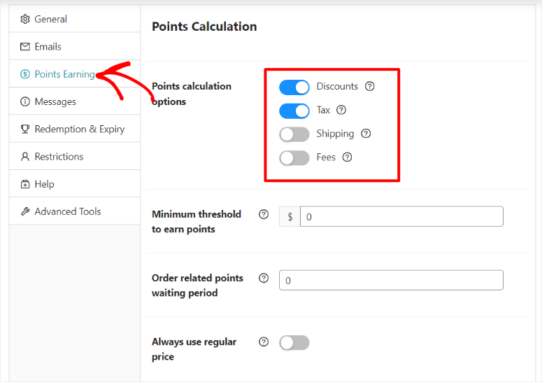 advanced coupons points calculations