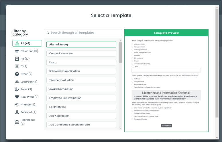 formstack select form template