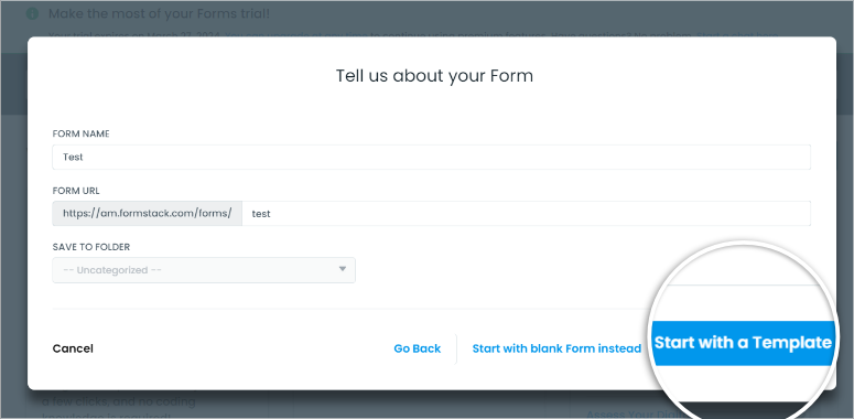 formstack start building form template