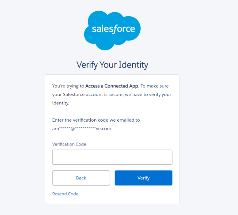 salesforce verification code