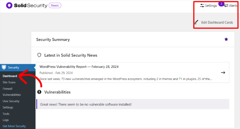 solid security dashboard