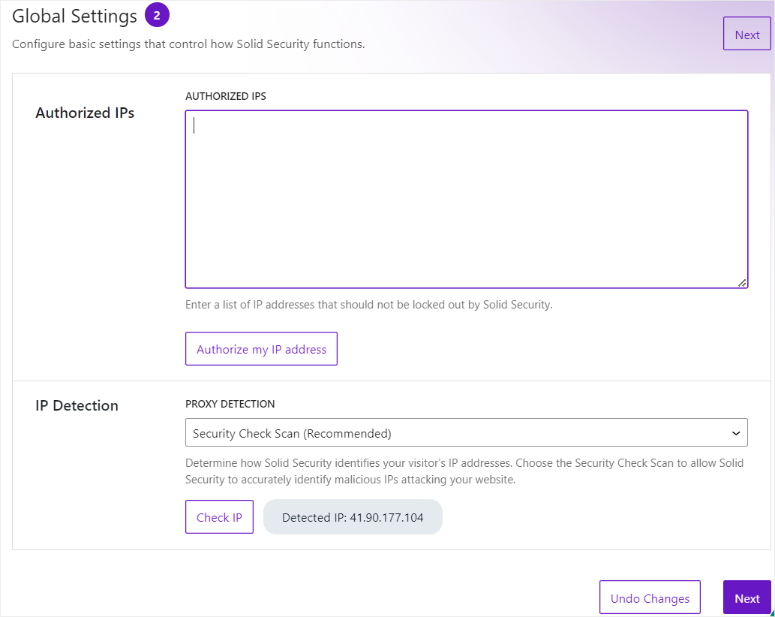 solid security global settings