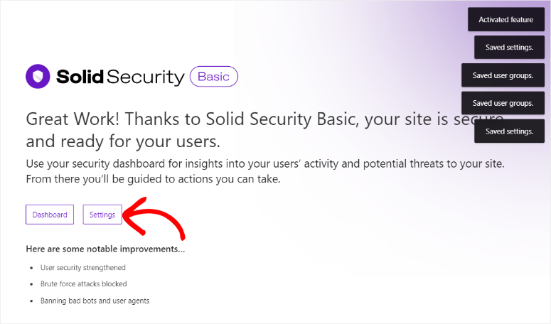 solid security setup wizard complete