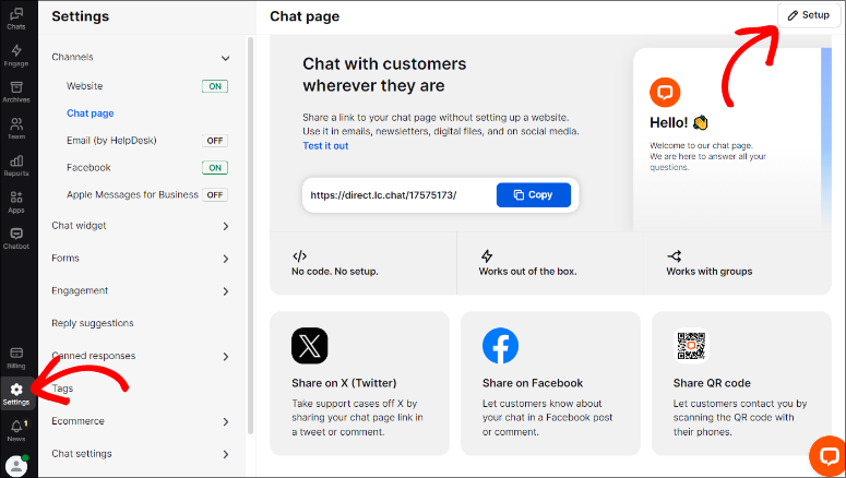 livechat chat page