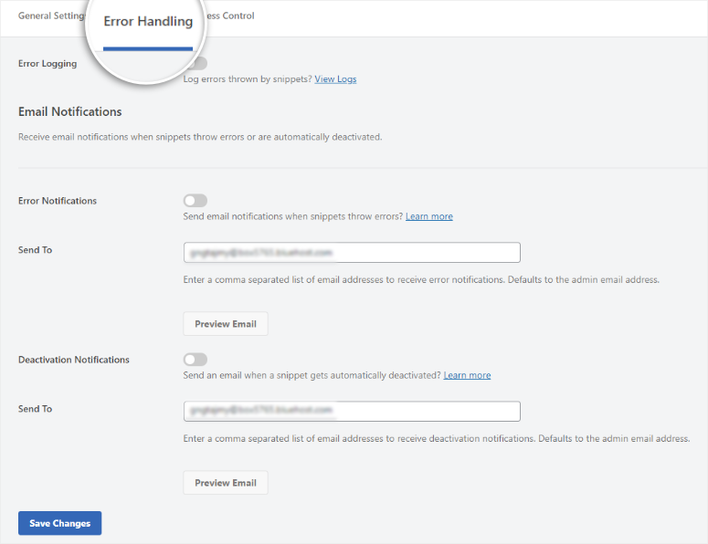 wpcode error handling